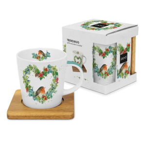 robin heart mok met onderzetter robin heart mok met onderzetter